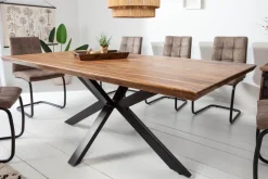 Massivholz Esstisch GALAXIE 200cm braun Sheesham stone finish Industrial Design