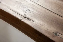 Massivholz Esstisch GENESIS VINTAGE 160cm braun Akazie schwarzes X-Gestell Baumkante
