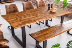 Massivholz Esstisch GENESIS 160cm natur anthrazit Akazie Baumkante Industrial Design