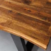 Massivholz Esstisch GENESIS 200cm braun geflammt Akazie Eisen schwarz Baumkante