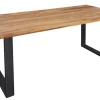 Massivholz Esstisch IRON CRAFT 160cm braun schwarz Sheesham stone finish Industrial