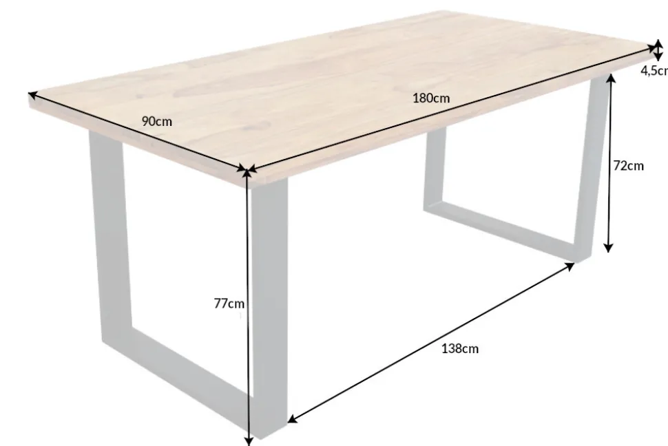 Massivholz Esstisch IRON CRAFT 180cm braun schwarz Sheesham stone finish Industrial