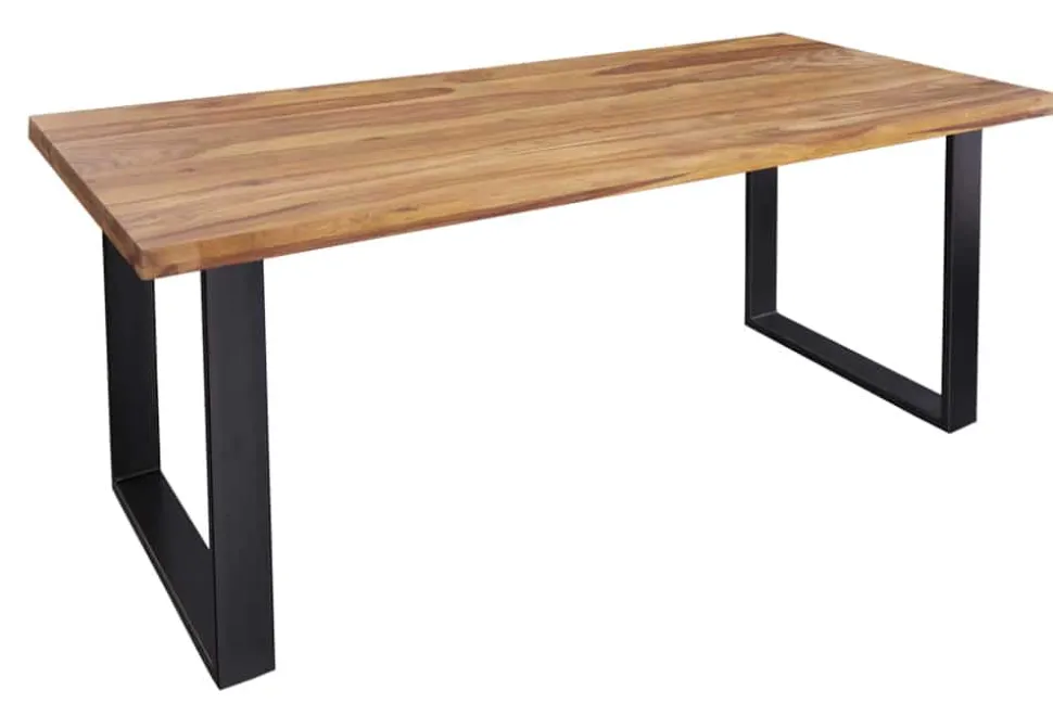 Massivholz Esstisch IRON CRAFT 180cm braun schwarz Sheesham stone finish Industrial
