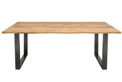 Massivholz Esstisch LIVING EDGE 200cm natur Wildeiche geölt Baumkante Metallbeine