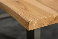 Massivholz Esstisch LIVING EDGE 180cm natur Wildeiche geölt Baumkante Kufengestell