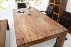 Massivholz Esstisch MAKASSAR 200cm braun Sheesham stone finish Holzbeine rechteckig