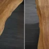 Massivholz Esstisch MAMMUT NATURE 240cm Akazie Baumkante X-Gestell anthrazit 6cm Tischplatte