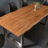 Massivholz Esstisch MAMMUT NATURE 200cm Akazie Edelstahl Baumkante 3,5cm Tischplatte