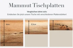 Massivholz Esstisch MAMMUT NATURE 200cm Akazie Edelstahl Baumkante 3,5cm Tischplatte