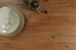 Massivholz Esstisch MAMMUT NATURE 240cm Akazie Baumkante 6cm Tischplatte Edelstahlbeine