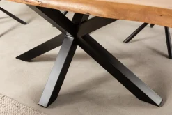 Massivholz Esstisch MAMMUT NATURE 220cm Akazie Metallgestell schwarz Baumkante 6cm Tischplatte