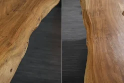 Massivholz Esstisch MAMMUT NATURE 200cm Akazie X-Gestell anthrazit Baumkante 6cm Tischplatte
