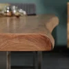 Massivholz Esstisch MAMMUT NATURE 200cm Akazie Baumkante 6cm Tischplatte Edelstahlbeine