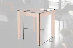 Massivholz Esstisch PURE 70cm braun Sheesham stone finish Bistrotisch quadratisch