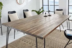 Massivholz Esstisch SCORPION 160cm braun Akazie schwarze Metallbeine Hairpin Legs Retro