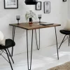 Massivholz Esstisch SCORPION 70cm vintage braun Akazie schwarze Metallbeine Hairpin Legs