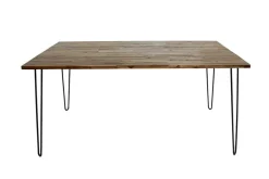 Massivholz Esstisch SCORPION 180cm braun Akazie schwarze Metallbeine Hairpin Legs Retro