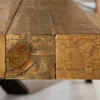 Massivholz Esstisch THOR 200cm vintage braun Pinie recycelt Industrial Design Eisen X-Gestell