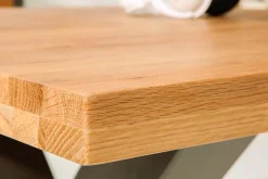 Massivholz Esstisch THOR 240cm natur Wildeiche geölt graues X-Gestell Metall Industrial Design