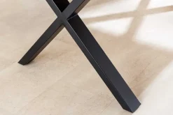 Massivholz Esstisch WILD OAK 160cm natur schwarz Wildeiche Baumkante geölt X-Gestell