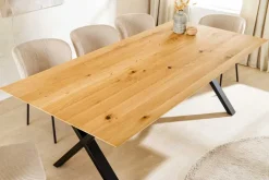 Massivholz Esstisch WILD OAK 200cm natur Wildeiche Schweizer Kante X-Gestell