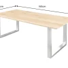 Massivholz Esstisch WILD OAK 160cm natur Wildeiche Schweizer Kante Edelstahl U-Gestell
