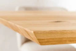 Massivholz Esstisch WILD OAK 160cm natur Wildeiche Schweizer Kante Edelstahl U-Gestell