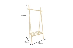 Massivholz Garderobe ZEN-BO 160cm natur Bambus Kleiderstange mit Ablage
