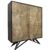 Massivholz Highboard MOUNTAIN SOUL 120cm grau grün marmoriert Steinfurnier Akazie