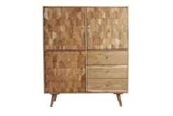 Massivholz Highboard MYSTIC LIVING 140cm Akazie natur 3D-Oberfläche