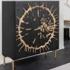 Massivholz Highboard THE CIRCLE 120cm schwarz gold Mango Metall Retro