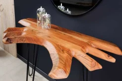 Massivholz Konsolentisch WILD 105cm Akazie natur Hairpin Legs Baumkante
