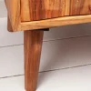 Massivholz Nachttisch MYSTIC LIVING 60cm Akazie natur 3D-Design mit Stauraum