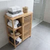 Massivholz Regal ZEN-BO 90cm natur Bambus mit Lamellentür