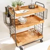 Massivholz Servierwagen SEVEN SEAS 80cm natur Küchenwagen Metall mit Rollen