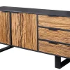 Massivholz Sideboard BARRACUDA 150cm Teak Mango schwarz Metall recycelt