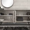 Massivholz Sideboard HURRICANE 175cm grau Akazie 3D-Design