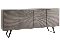 Massivholz Sideboard HURRICANE 175cm grau Akazie 3D-Design