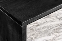 Massivholz Sideboard MOUNTAIN SOUL 175cm weiß schwarz Akazie echter Naturstein