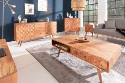Massivholz Sideboard MYSTIC LIVING 145cm Akazie natur Kommode mit Schubladen 3D-Design