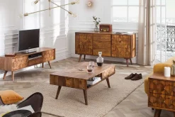Massivholz Sideboard MYSTIC LIVING 145cm braun Sheesham stone finish Kommode Schubladen
