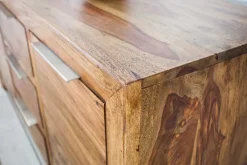 Massivholz Sideboard PURE 135cm braun Sheesham stone finish Kommode mit Schubladen
