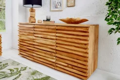 Massivholz Sideboard RELIEF 160cm Akazie Kommode mit Schubladen aufwändige Front