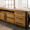 Massivholz Sideboard THOR 195cm braun Pinie mit Schubladen Weinregal Industrial Design