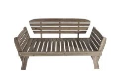 Massivholz Sitzbank MODULAR 155-190cm grau Akazie inkl. Kissen Gartenbank klappbar
