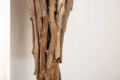 Massivholz Stehlampe HARMONY NATURE 151cm schwarz Teak mit Baumwollschirm