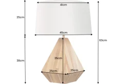 Massivholz Tischlampe DIAMOND 65cm Teak natur weiß modern handmade