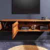 Massivholz TV Lowboard VULCANO 160cm hängend natur Mango Wohnzimmer