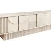 Massivholz TV-Lowboard ART DECO 200cm weiß gekälkt Mangoholz 3D-Front