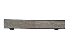 Massivholz TV-Lowboard MOUNTAIN SOUL 200cm Akazie grün bronze hängend Naturstein schwarz